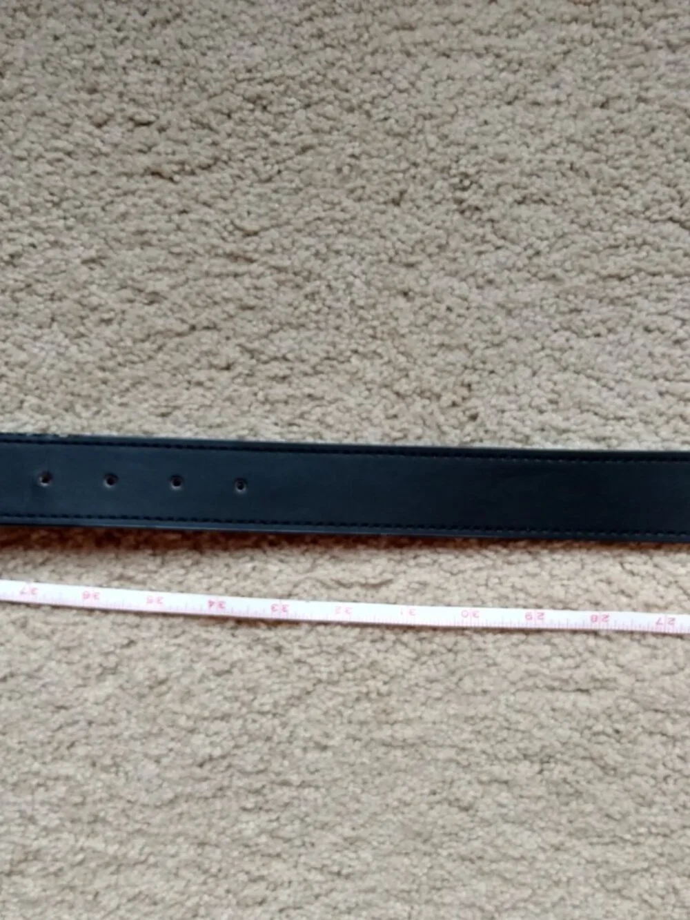 Women's Black bonded leather Belt PU Vinyl Faux w Silver Tone Buckle Sz L 42